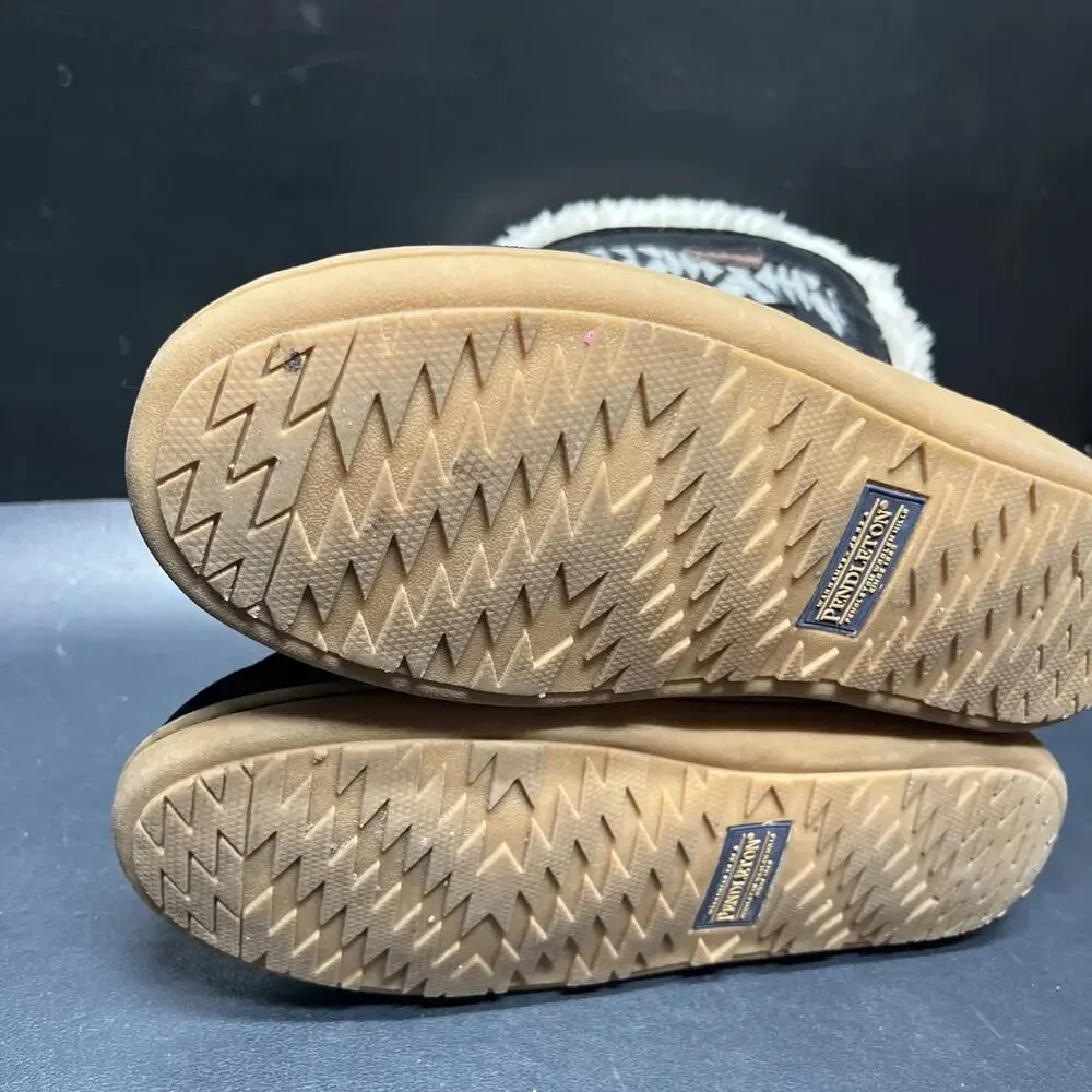 Pendleton Hacienda Bootie Slip On Sherpa Lined Tie Back Boots Women’s Size 10.